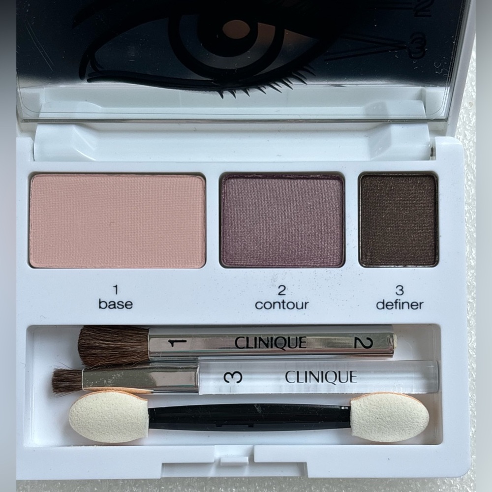 🦋NEW Clinique EYESHADOW TRIO in COFFEE SHOP Beach Plum PINK SLATE Deluxe GWP Sz